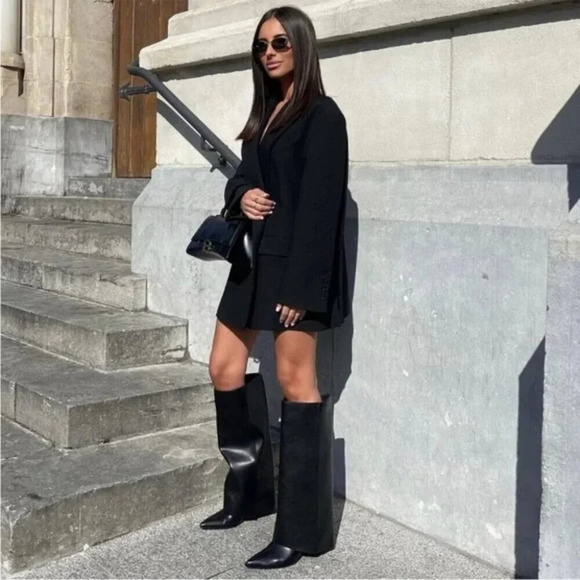 Zara Oversized Double Breasted  Blazer Jacket Black Size Small - Picture 2 of 10